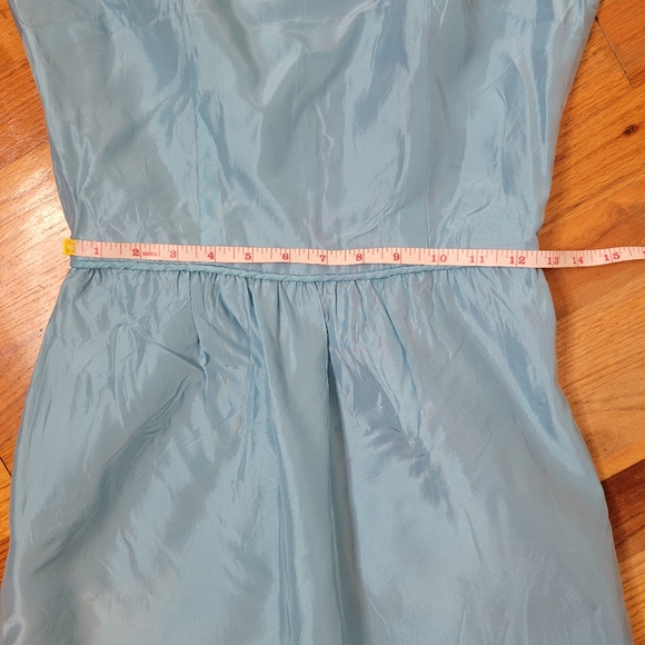 Vintage 1960s Blue Full-length Evening Gown Dress With Rose Tie Ribbon Cocktail - Picture 13 of 16